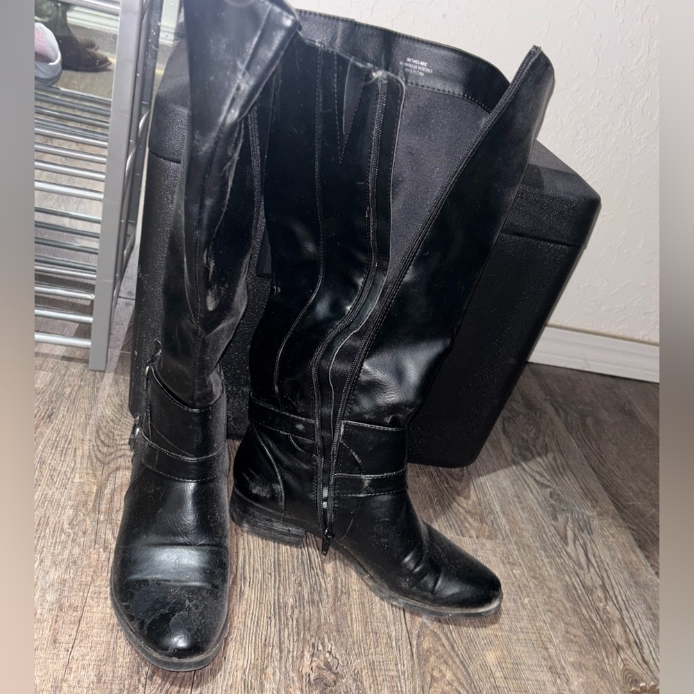 Black Faux Leather Boots